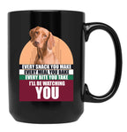 Adorable Hungarian Vizsla Dog Funny Saying Black Coffee Mug, Gift Coffee Mug