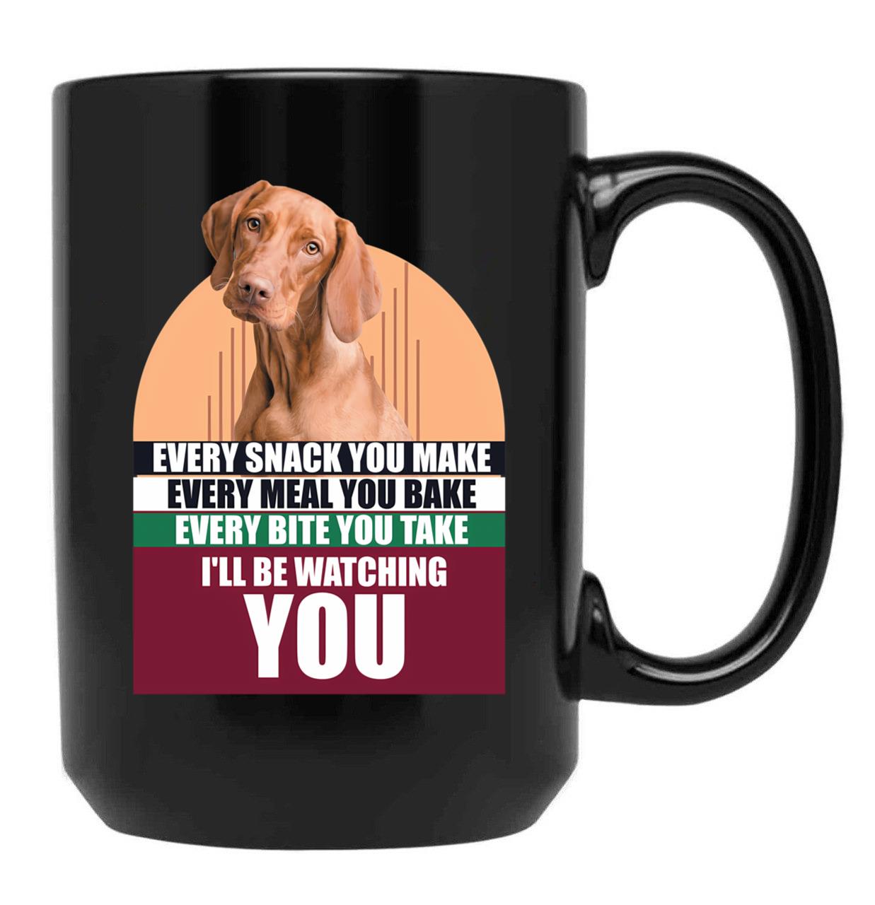 Adorable Hungarian Vizsla Dog Funny Saying Black Coffee Mug, Gift Coffee Mug