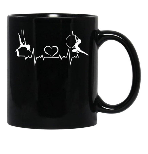 Aerial Hoop And Aerial Silks Heartbeat Aerial Silks Circus Funny Lyra Black Coffee Mug, Gift Coffee Mug - Black