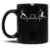 Aerial Hoop And Aerial Silks Heartbeat Aerial Silks Circus Funny Lyra Black Coffee Mug, Gift Coffee Mug - Black