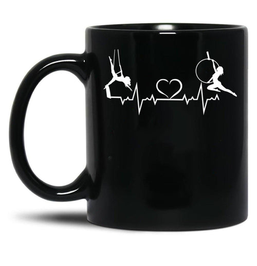 Aerial Hoop And Aerial Silks Heartbeat Aerial Silks Circus Funny Lyra Black Coffee Mug, Gift Coffee Mug - Black