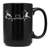 Aerial Hoop And Aerial Silks Heartbeat Aerial Silks Circus Funny Lyra Black Coffee Mug, Gift Coffee Mug