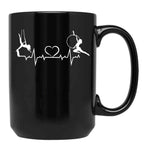 Aerial Hoop And Aerial Silks Heartbeat Aerial Silks Circus Funny Lyra Black Coffee Mug, Gift Coffee Mug