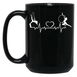 Aerial Hoop And Aerial Silks Heartbeat Aerial Silks Circus Funny Lyra Black Coffee Mug, Gift Coffee Mug