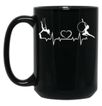 Aerial Hoop And Aerial Silks Heartbeat Aerial Silks Circus Funny Lyra Black Coffee Mug, Gift Coffee Mug