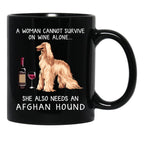 Afghan Hound And Wine Funny Dog Black Coffee Mug, Gift Coffee Mug - Black
