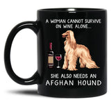 Afghan Hound And Wine Funny Dog Black Coffee Mug, Gift Coffee Mug - Black