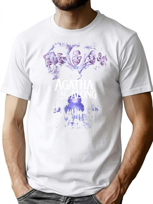 Agatha Witches Road Vintage T-Shirt for Men & Women, T-Shirts Graphic Tee - White