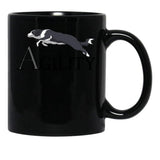 Agility - Jumping Border Collie Black Coffee Mug, Gift Coffee Mug - Black