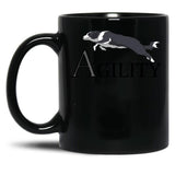 Agility - Jumping Border Collie Black Coffee Mug, Gift Coffee Mug - Black