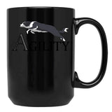 Agility - Jumping Border Collie Black Coffee Mug, Gift Coffee Mug