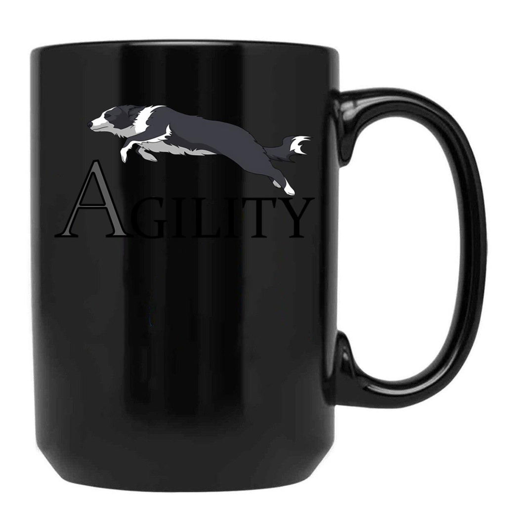 Agility - Jumping Border Collie Black Coffee Mug, Gift Coffee Mug