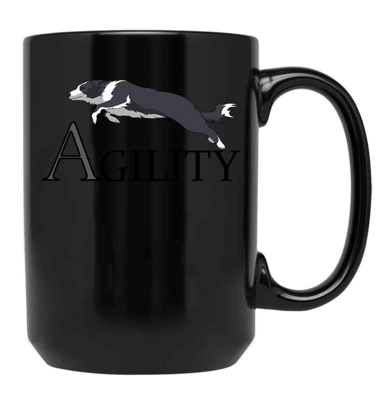 Agility - Jumping Border Collie Black Coffee Mug, Gift Coffee Mug