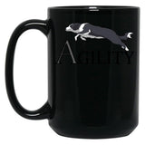 Agility - Jumping Border Collie Black Coffee Mug, Gift Coffee Mug
