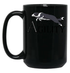 Agility - Jumping Border Collie Black Coffee Mug, Gift Coffee Mug