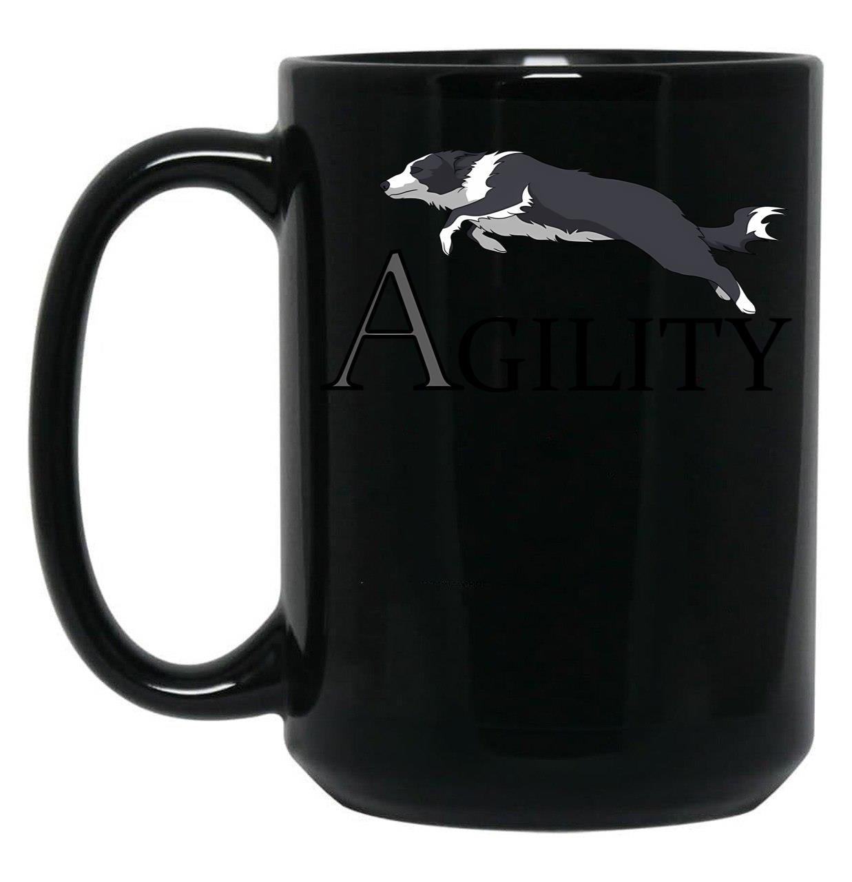 Agility - Jumping Border Collie Black Coffee Mug, Gift Coffee Mug