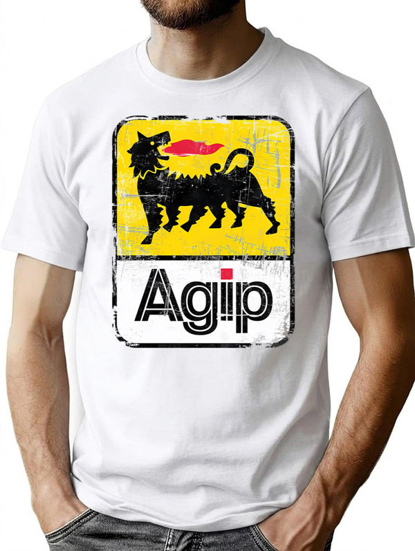 Agip Lubricants Logo 1968 1998 Distressed Version T-Shirt for Men & Women, T-Shirts Graphic Tee - White