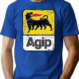 Agip Lubricants Logo 1968 1998 Distressed Version T-Shirt for Men & Women, T-Shirts Graphic Tee - Blue