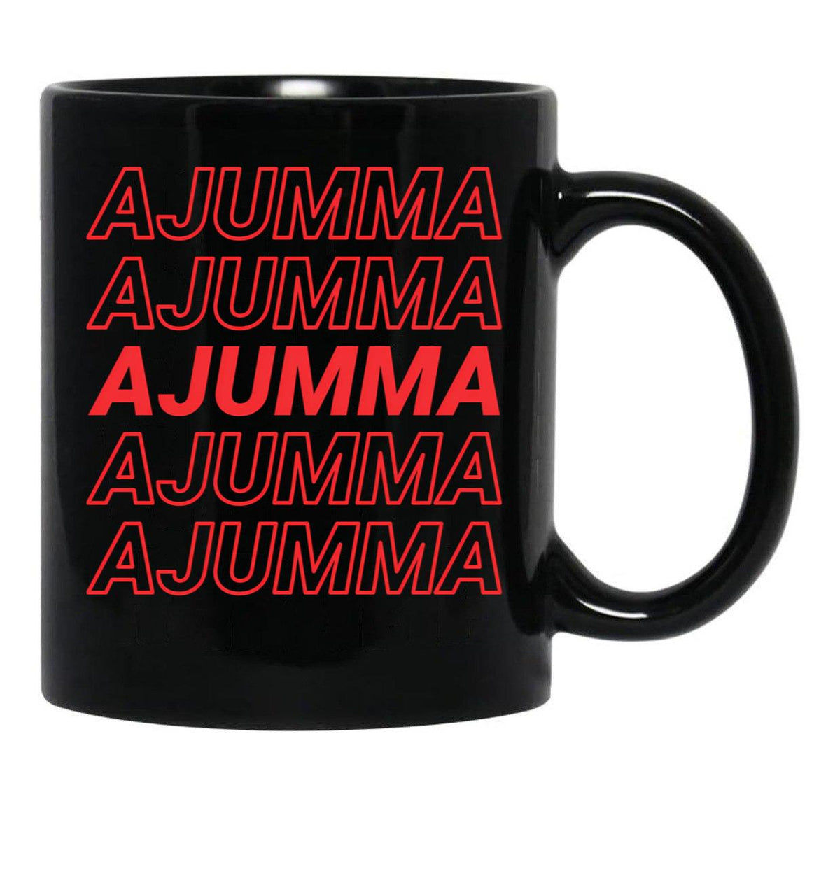 Ajumma () - Korean Married Or Old Woman Black Coffee Mug, Gift Coffee Mug - Black