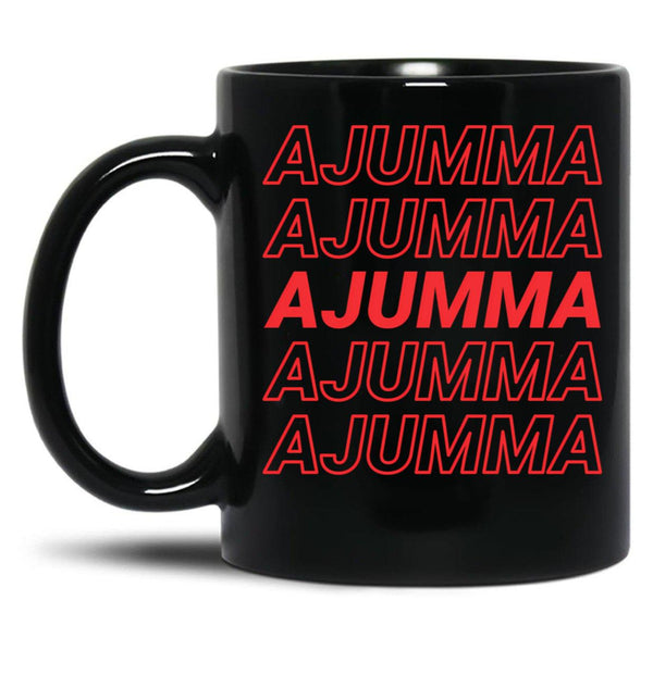 Ajumma () - Korean Married Or Old Woman Black Coffee Mug, Gift Coffee Mug - Black