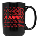 Ajumma () - Korean Married Or Old Woman Black Coffee Mug, Gift Coffee Mug