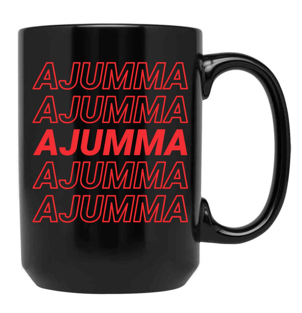 Ajumma () - Korean Married Or Old Woman Black Coffee Mug, Gift Coffee Mug