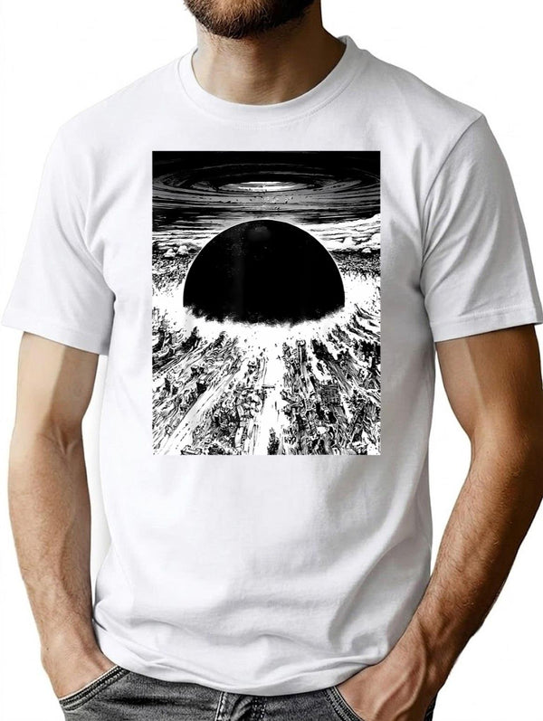 Akiras Cyberpunks City Explosion T-Shirt for Men & Women, T-Shirts Graphic Tee - White