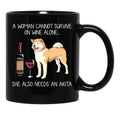 Akita And Wine Funny Dog Black Coffee Mug, Gift Coffee Mug - Black