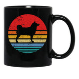 Akita Inu Retro Sunset Dog Black Coffee Mug, Gift Coffee Mug - Black
