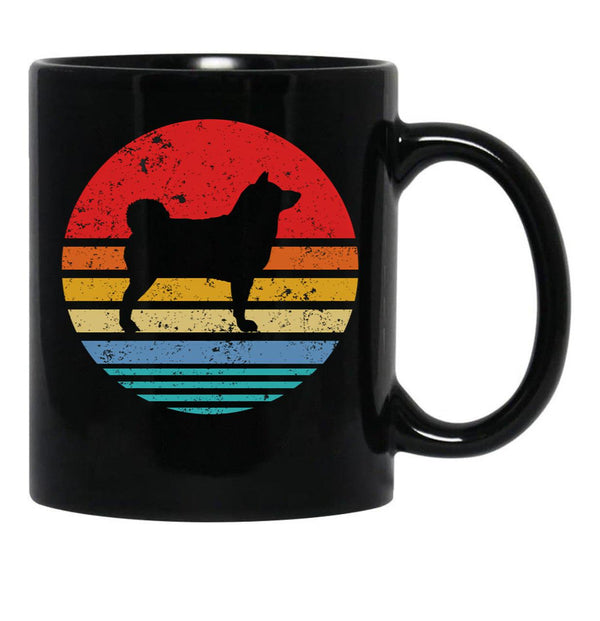 Akita Inu Retro Sunset Dog Black Coffee Mug, Gift Coffee Mug - Black