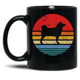 Akita Inu Retro Sunset Dog Black Coffee Mug, Gift Coffee Mug - Black