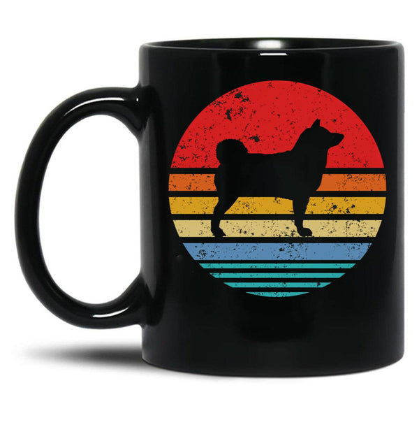 Akita Inu Retro Sunset Dog Black Coffee Mug, Gift Coffee Mug - Black