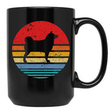 Akita Inu Retro Sunset Dog Black Coffee Mug, Gift Coffee Mug