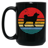 Akita Inu Retro Sunset Dog Black Coffee Mug, Gift Coffee Mug