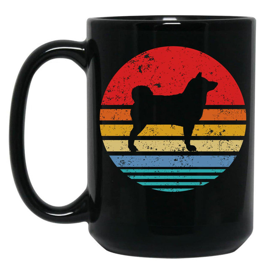Akita Inu Retro Sunset Dog Black Coffee Mug, Gift Coffee Mug