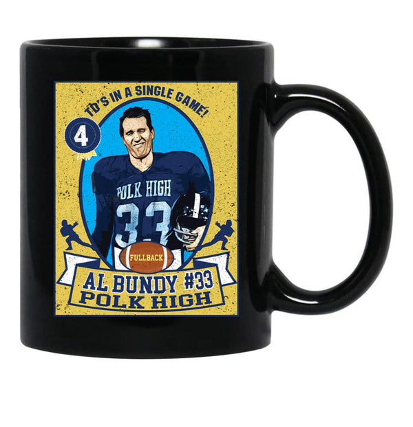 Al Bundy Football Trading Card Black Coffee Mug, Gift Coffee Mug - Black