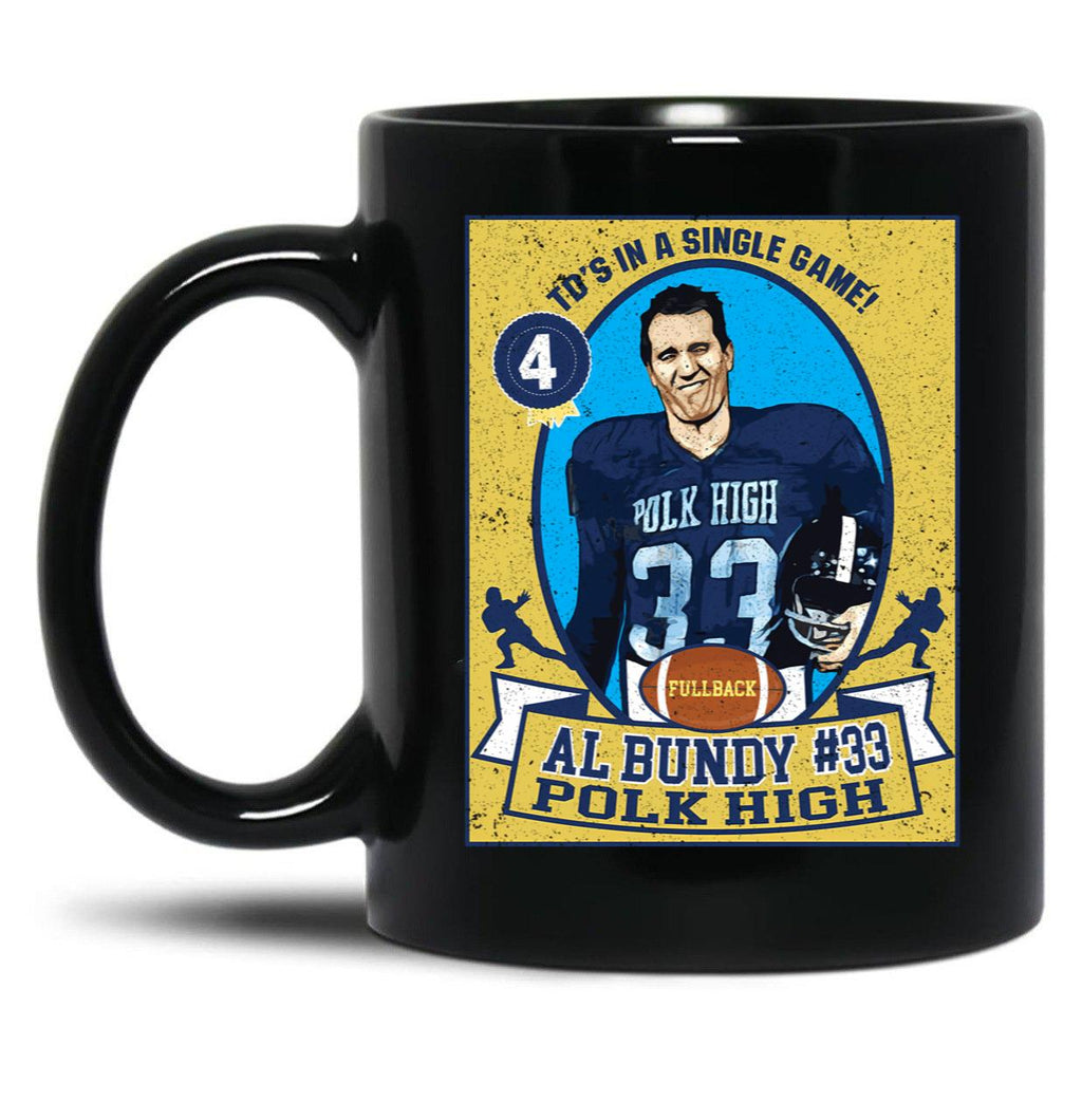 Al Bundy Football Trading Card Black Coffee Mug, Gift Coffee Mug