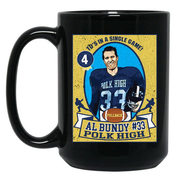 Al Bundy Football Trading Card Black Coffee Mug, Gift Coffee Mug - Black