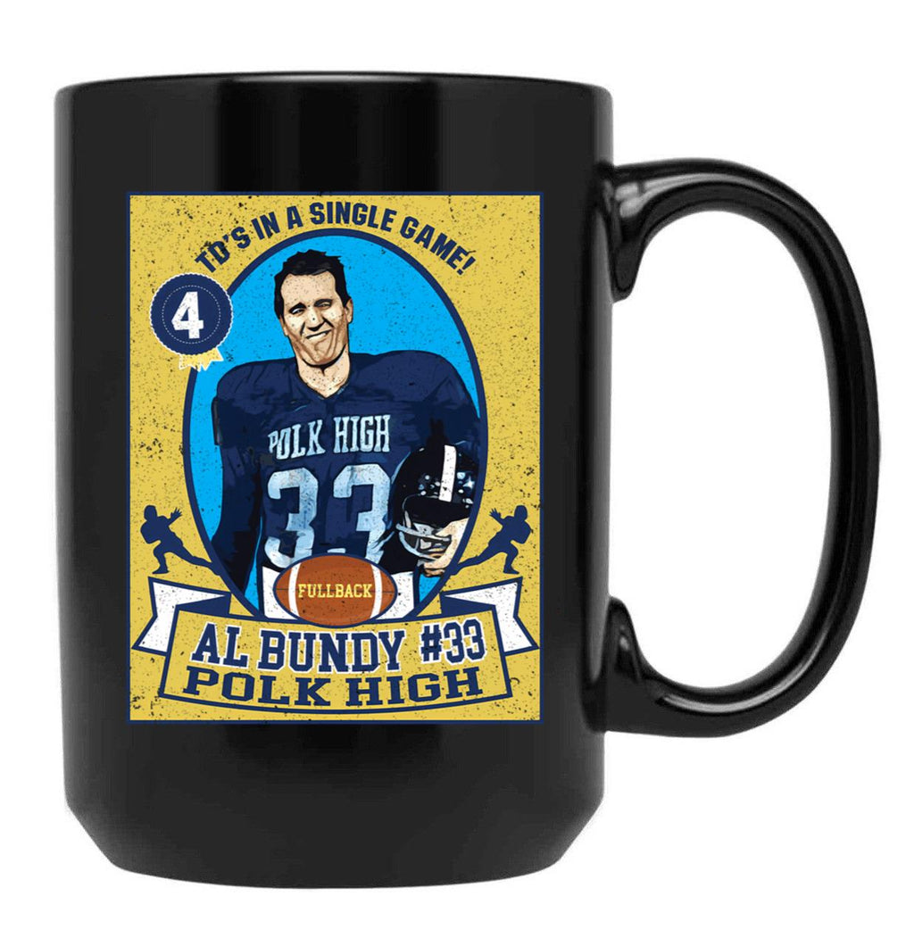Al Bundy Football Trading Card Black Coffee Mug, Gift Coffee Mug