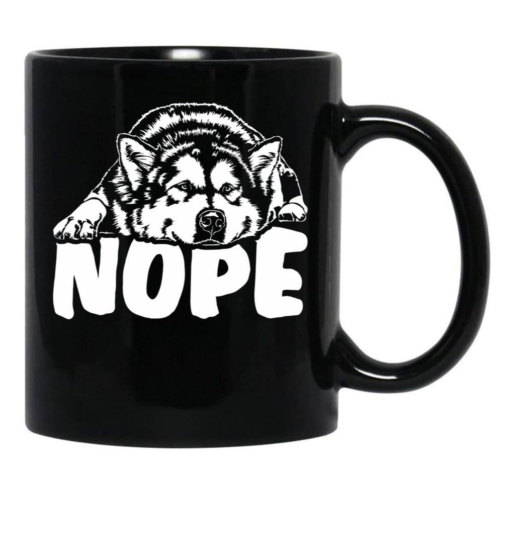 Alaskan Malamute Nope Dog Saying Black Coffee Mug, Gift Coffee Mug - Black