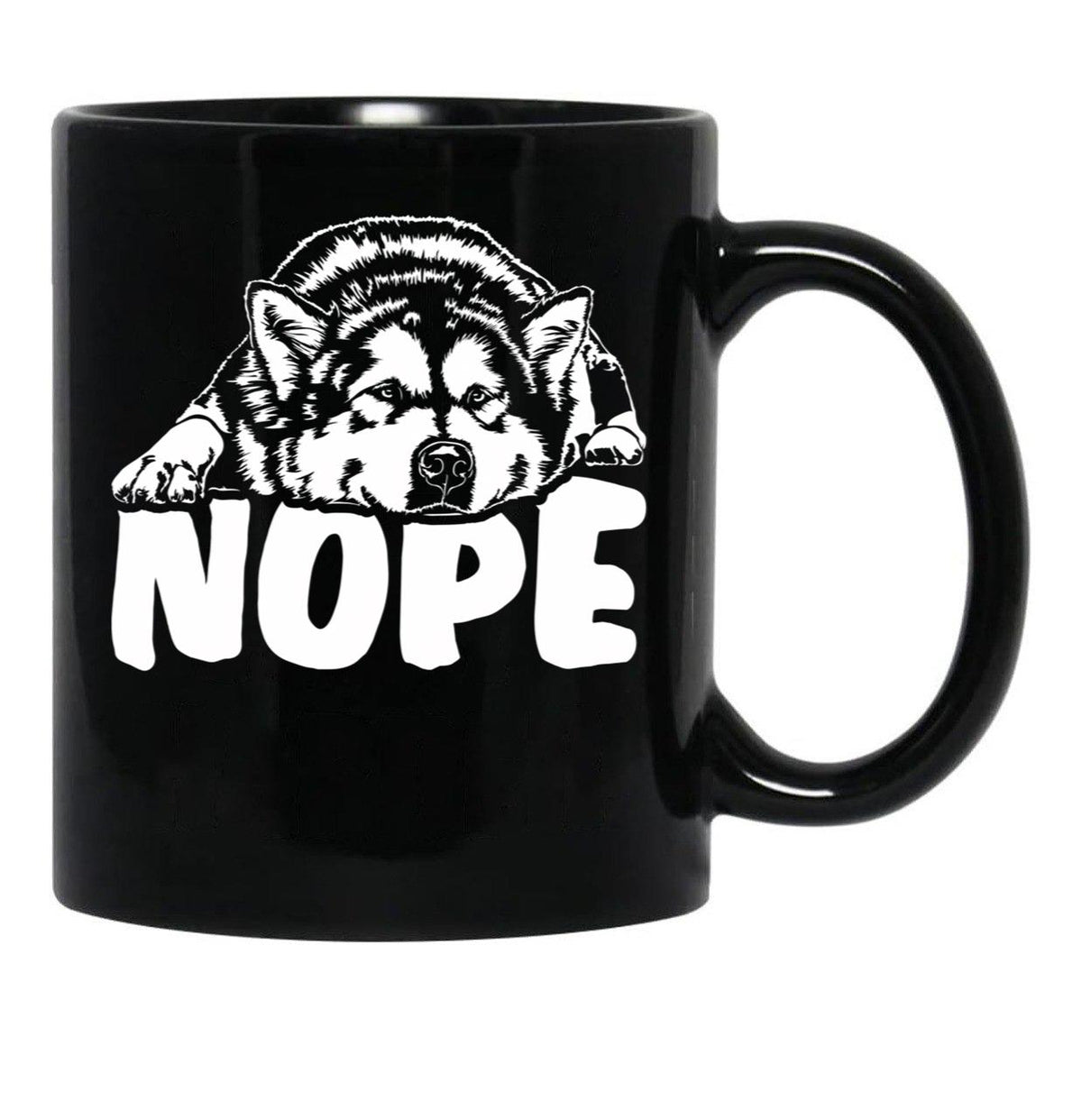 Alaskan Malamute Nope Dog Saying Black Coffee Mug, Gift Coffee Mug - Black
