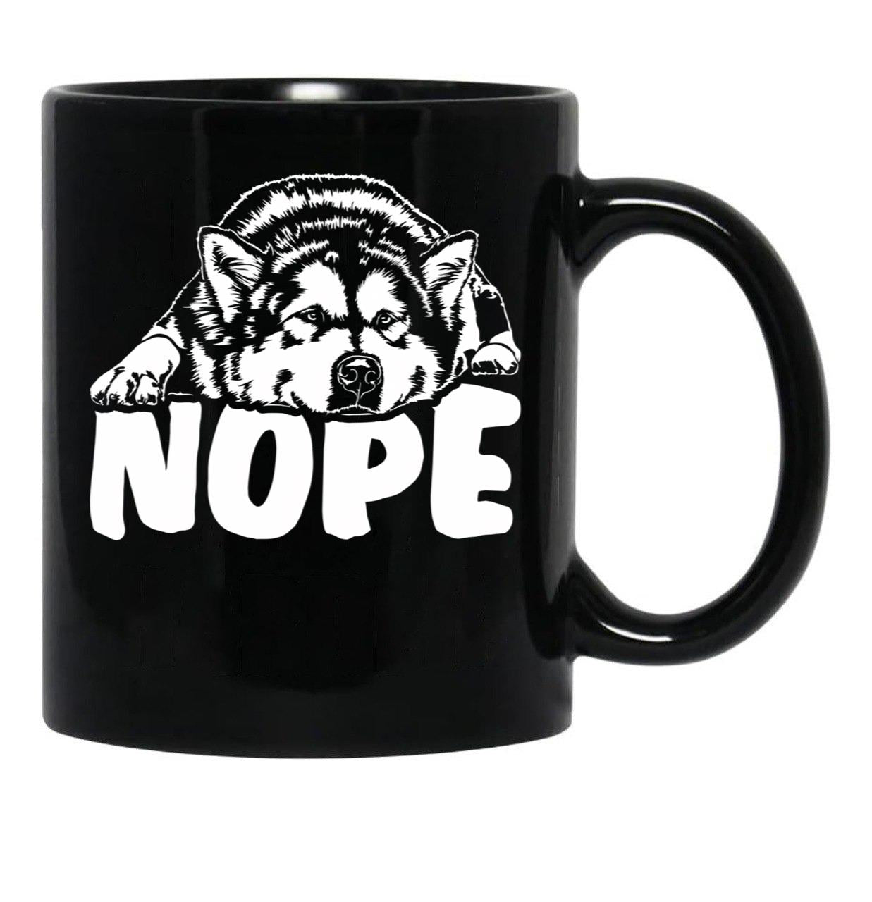 Alaskan Malamute Nope Dog Saying Black Coffee Mug, Gift Coffee Mug - Black