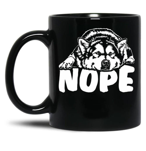 Alaskan Malamute Nope Dog Saying Black Coffee Mug, Gift Coffee Mug - Black