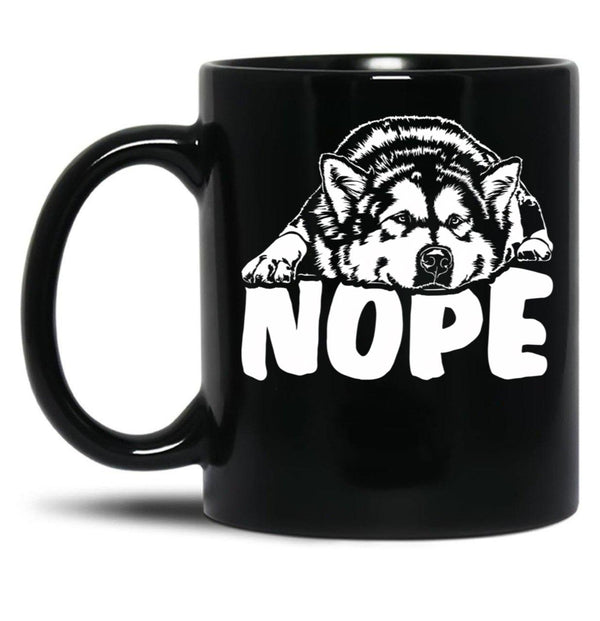 Alaskan Malamute Nope Dog Saying Black Coffee Mug, Gift Coffee Mug - Black