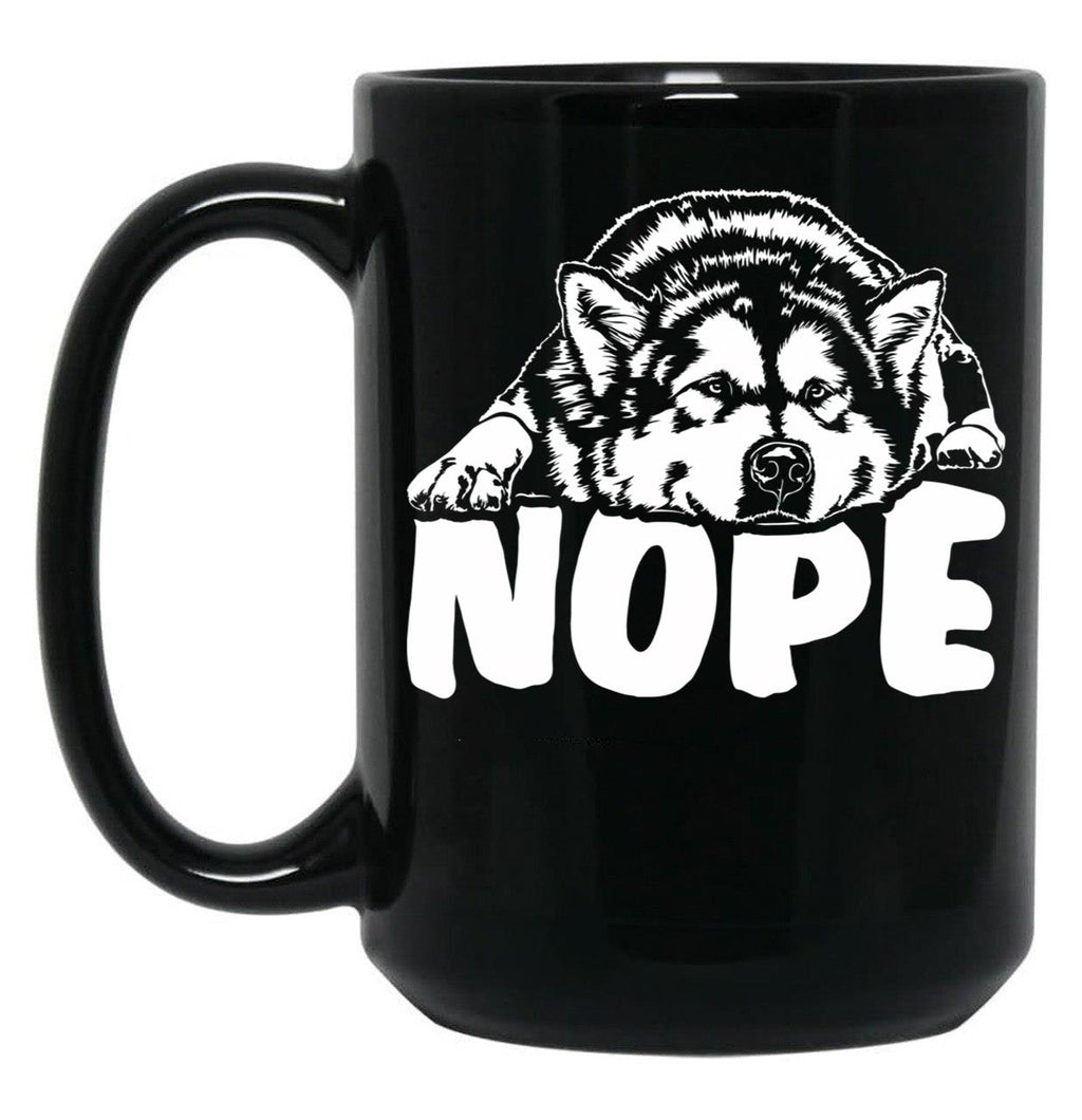 Alaskan Malamute Nope Dog Saying Black Coffee Mug, Gift Coffee Mug