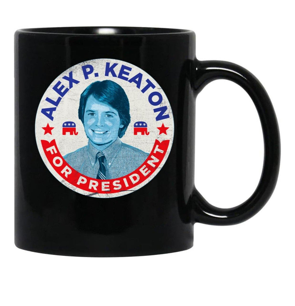 Alex P. Keaton for President Black Coffee Mug, Gift Coffee Mug - Black