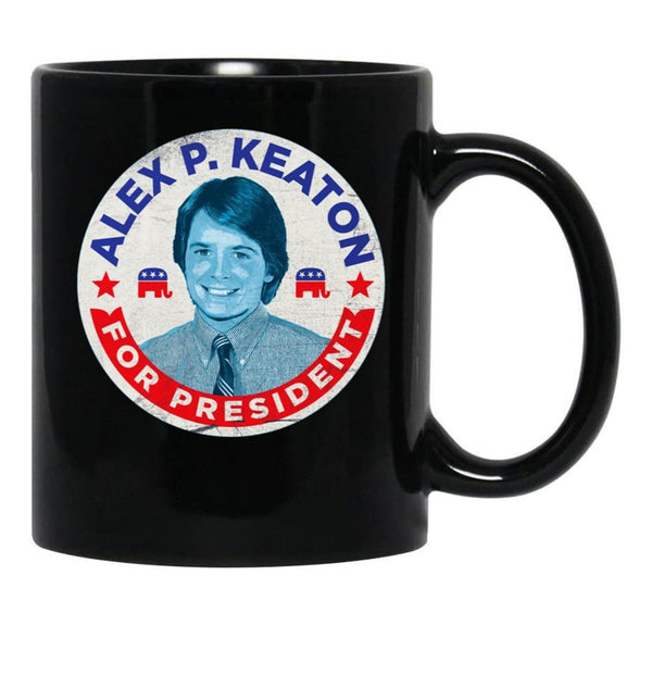 Alex P. Keaton for President Black Coffee Mug, Gift Coffee Mug - Black