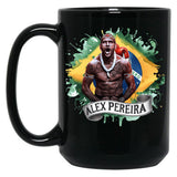 Alex Pereira Brazil Flag Alex Pereira Black Coffee Mug, Gift Coffee Mug