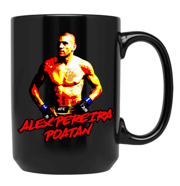 Alex Pereira Poatan Artwork Black Coffee Mug, Gift Coffee Mug