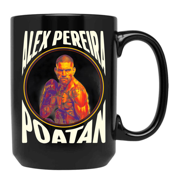 Alex Pereira Poatan Design Black Coffee Mug, Gift Coffee Mug